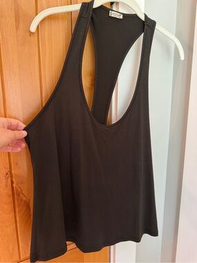 Intimately Free People Cropped Racer Back Black Tank Top
